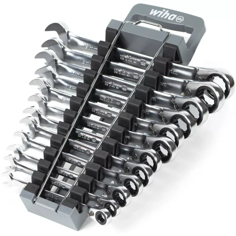 Ringratschenschlüsselsatz Wiha 44661, umschaltbar, 12-teilig, Schlüsselweiten SW 8–19 mm