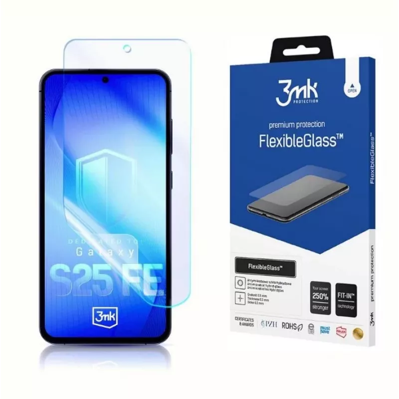 Displayschutzfolie aus gehärtetem FlexibleGlass 3MK für Samsung Galaxy S25 FE Modell