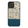 Handyhülle man and wood für iPhone 12 Pro Max — blaue Blume auf Schwarz
