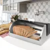 Tischbrotkasten Maestro MR-1676 Schwarz – Edelstahl, Klappdeckel, 385×255×190 mm