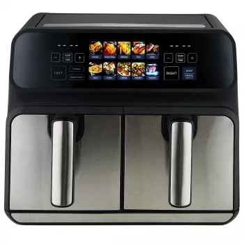 Heißluftfritteuse ProfiCook PC-FR 1287 H — Doppel-8 L, 2200 W, Touch-LED, schwarz/Edelstahl
