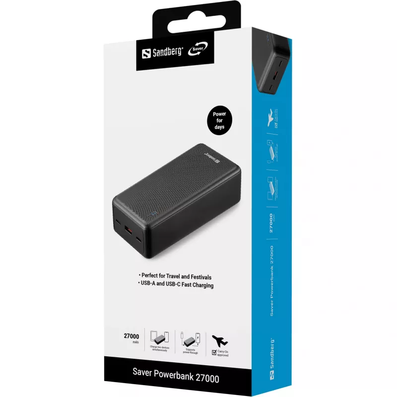 Powerbank Sandberg Saver 27000 mAh Lithium-Ion Schwarz
