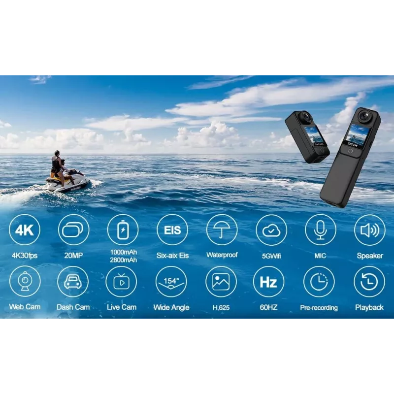 Action-Kamera SJCam C300 4K 30fps, kompaktes wasserdichtes Design