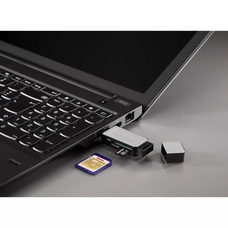Hama 123900 Kartenlesegerät USB 3.2 Gen 1 (3.1 Gen 1) Schwarz, Silber