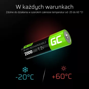 Wiederaufladbare Batterie Grün Cell GR06 AA NiMH 1,2 V 2000 mAh, 2 Stück, 50,5 mm