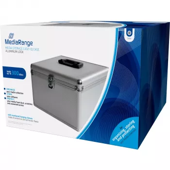 MEDIARANGE BOX76 - Aufbewahrungsbox - 300 Discs - Silber - Fleece - Kunststoff - Holz - 120 mm - Aluminium