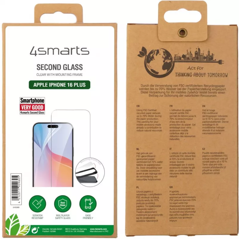 4smarts Second Glass mit Montagerahmen für Apple iPhone 16 Plus