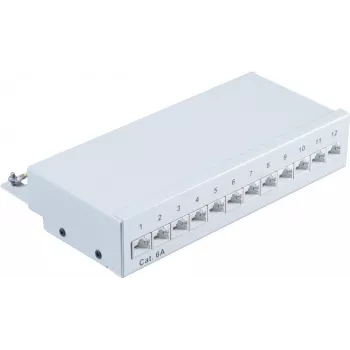 Patch Panel 1U ShiverPeaks BS75077 RJ-45 Cat6a Grau Metall