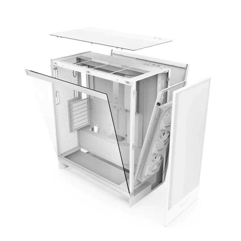 PC-Gehäuse NZXT H7 Flow RGB Midi Tower Weiß — gehärtetes Glas, EATX, vorne 3×120mm, USB-C