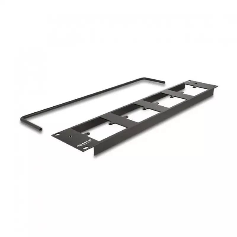 DeLOCK 88195 D-Typ 19-Zoll Patchpanel mit 4 Platten, 16 Ports, 2U, schwarz