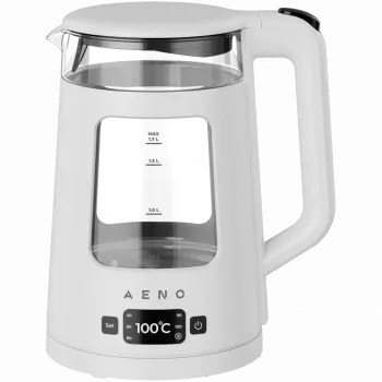 AENO Wasserkocher EK6: 1850-2200W, 2L, Strix, quadratische Form, transparenter Deckel, hochbeständiges Glas, LED-Beleuchtung, automatische Abschaltung, Trockengehschutz