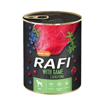 Nassfutter Dolina Noteci Rafi Dog Hirsch 800 g – Dosenfutter für ausgewachsene Hunde, 78% Feuchtigkeit, 9% Protein, 7% Fett