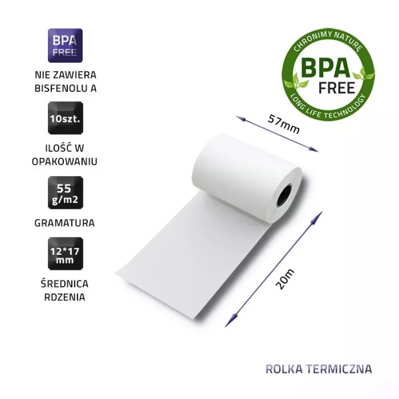 QOLTEC Papier-Etikettendrucker-Etiketten, 5,7 cm Breite, weiß, 55 g/m², 10er-Pack (Modell 51896)