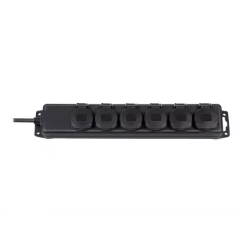 Steckdosenleiste IP44 6-fach schwarz 2m H07RN-F 3G1,5 (1159970)