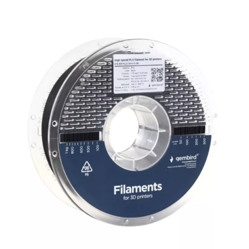 3D-Druck-Filament Gembird PLA 1,75 mm Schwarz 1 kg Spule