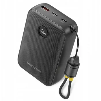Tragbares Ladegerät Vention FKBB0-C 20000 mAh Powerbank, 1x USB-A + 2x USB-C, Schwarz