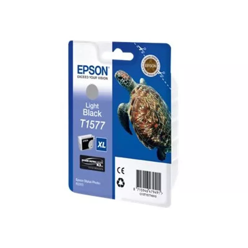 Epson Turtle T1577 Light Schwarz, High (XL) Yield, Hellschwarz, Pigmenttinte, 25,9 ml, 1 Stk., 23000 Seiten