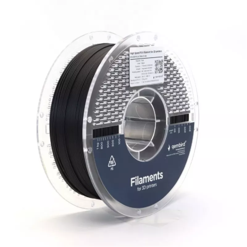 3D-Druck-Filament Gembird PLA 1,75 mm Schwarz 1 kg Spule