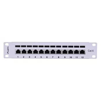 Patchpanel LANBERG PPF6-9012-S, 12-Port, Metall, grau, 1HE, 215×130×44.5 mm