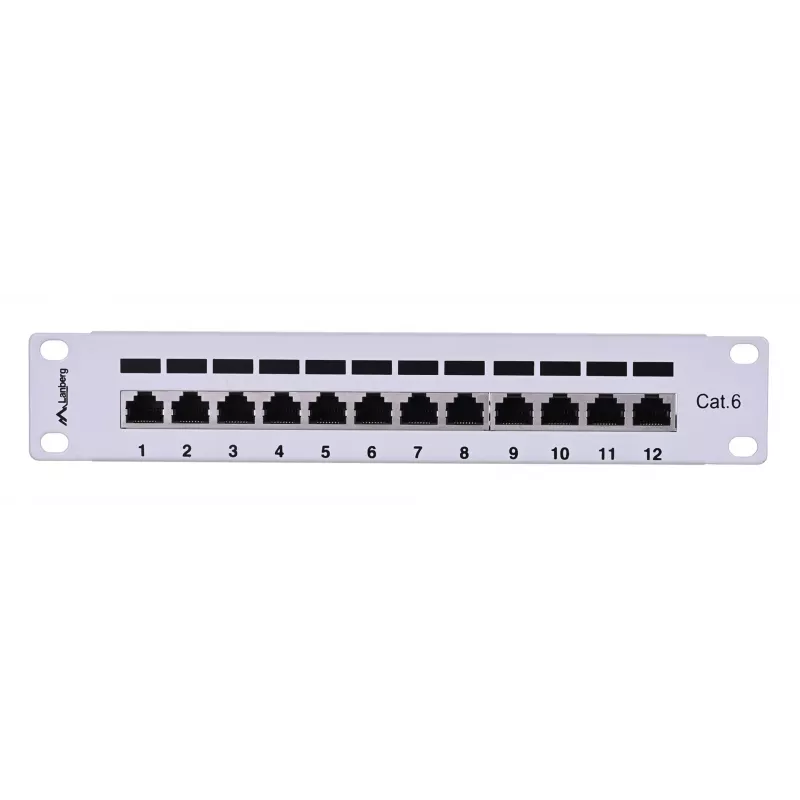 Patchpanel LANBERG PPF6-9012-S, 12-Port, Metall, grau, 1HE, 215×130×44.5 mm
