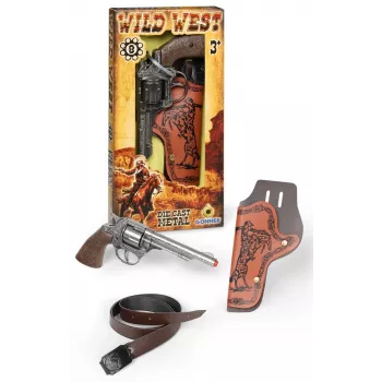 Metall-Spielzeug-Cowboy-Revolver Pulio 155201/0 mit Holster – ein Schuss, Nachbildung, Metallkonstruktion