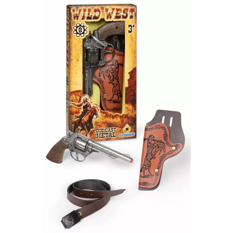 Metall-Spielzeug-Cowboy-Revolver Pulio 155201/0 mit Holster – ein Schuss, Nachbildung, Metallkonstruktion