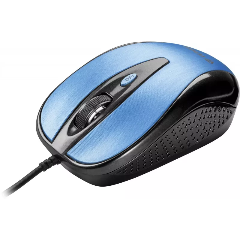USB-Kabelmaus, 4 Tasten, optisch, symmetrisch, Blau
