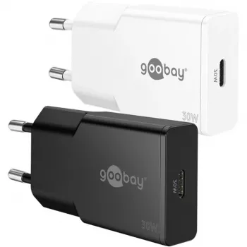 Goobay USB-C™ PD GaN Schnellladegerät schlank (30 W) schwarz