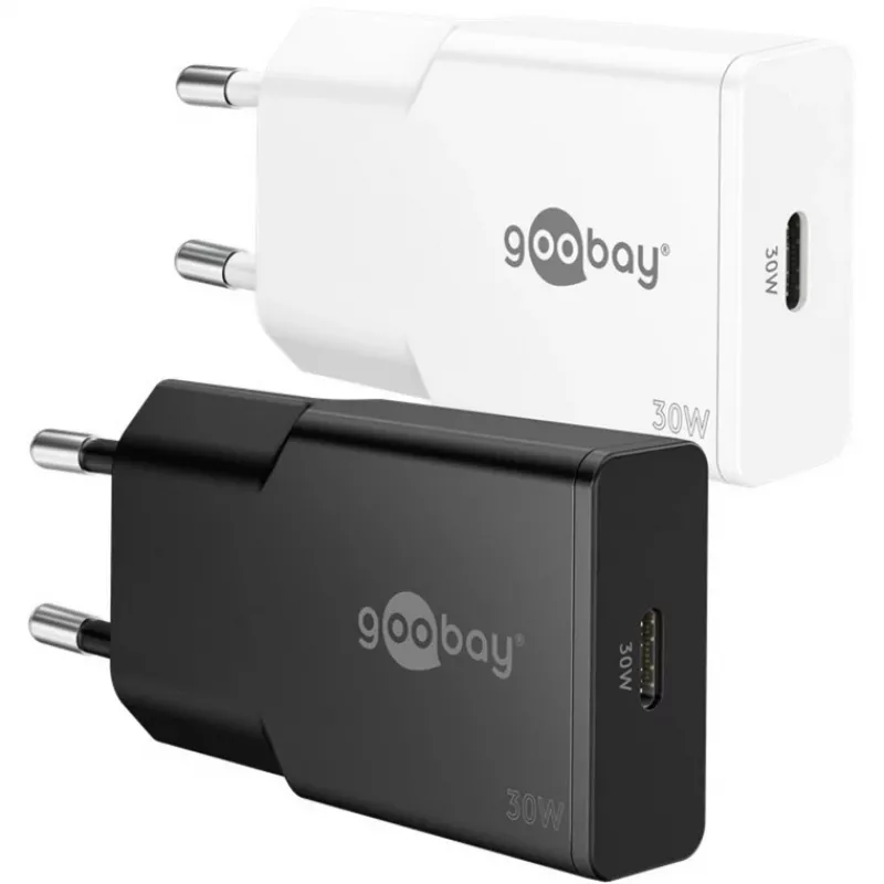 Goobay USB-C™ PD GaN Schnellladegerät schlank (30 W) schwarz
