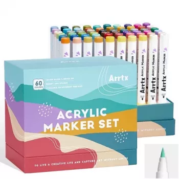Acrylmarker Arrtx ARRTX 60C, Set mit 60 Farben, wasserbasierte Acryltinte, Doppelspitze