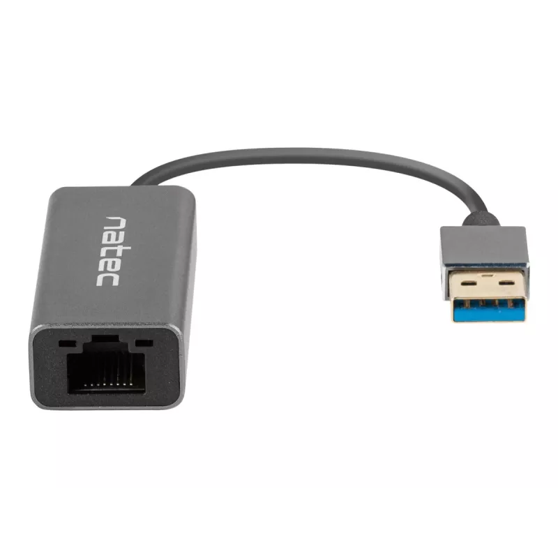 USB-Hub NATEC Cricket USB 3.2 Gen 1 Typ-A mit RJ-45 Ethernet 1000 Mbit/s, Aluminiumgehäuse, schwarz