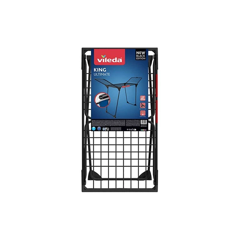 Wäscheständer VILEDA King Ultimate 174096 — faltbarer Stahlständer, 20 m Trockenfläche, Rollen, 112 cm Höhe