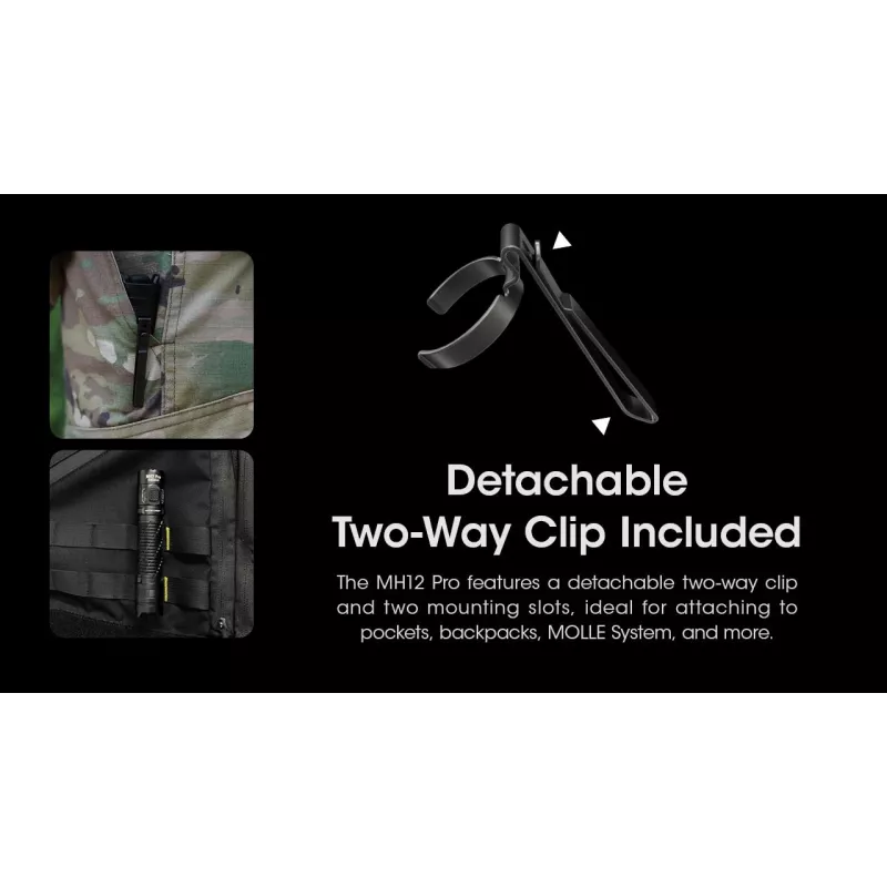 Handtaschenlampe Nitecore MH12 Pro Schwarz LED 3300 lm USB-aufladbar 5300 mAh, Aluminium, 138,5 mm, 81,5 g, wasserdicht 2 m