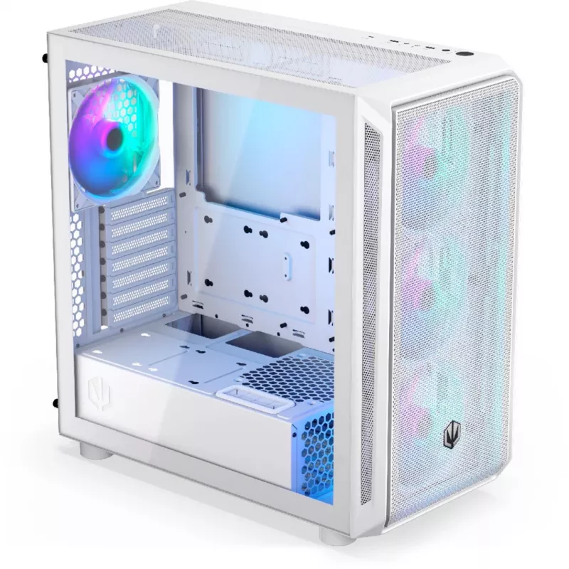 Endorfy Arx 700 ARGB PC-Gehäuse, Midi-Tower, ATX, Tempered Glass - inklusive 4x 140-mm-ARGB-Lüfter, Weiß (EY2A017)