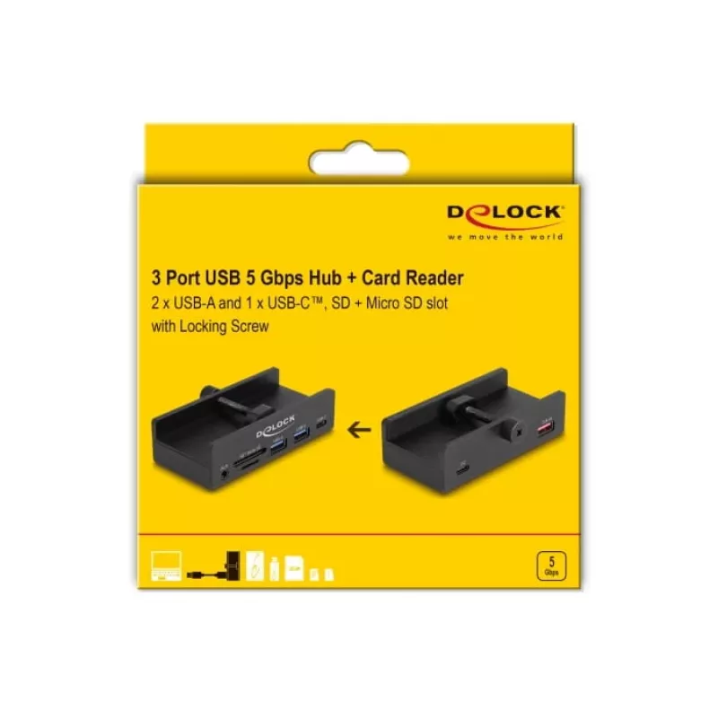 DeLOCK 64285 USB 2.0 Type-A Hub 5000 Mbit/s Schwarz