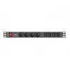 Power Distribution Unit LANBERG PDU-04E04I-0200-BK — 4× C13-Ausgänge, 16 A, 220–250 V, 2 m Kabel, 1U horizontal, schwarz