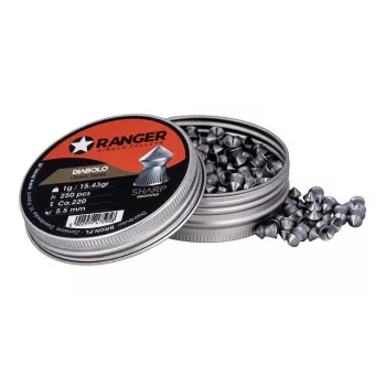 Diabolos RANGER PRORO 5,5 mm, Diabolo-Form, silber, 250 Stück, Aluminium-Spender
