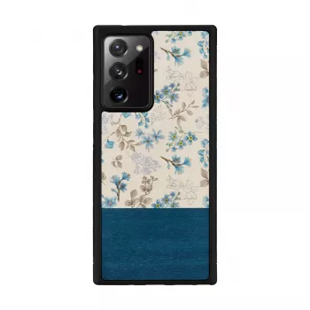 Handyhülle man and wood für Samsung Galaxy Note 20 Ultra — blaue Blume auf Schwarz