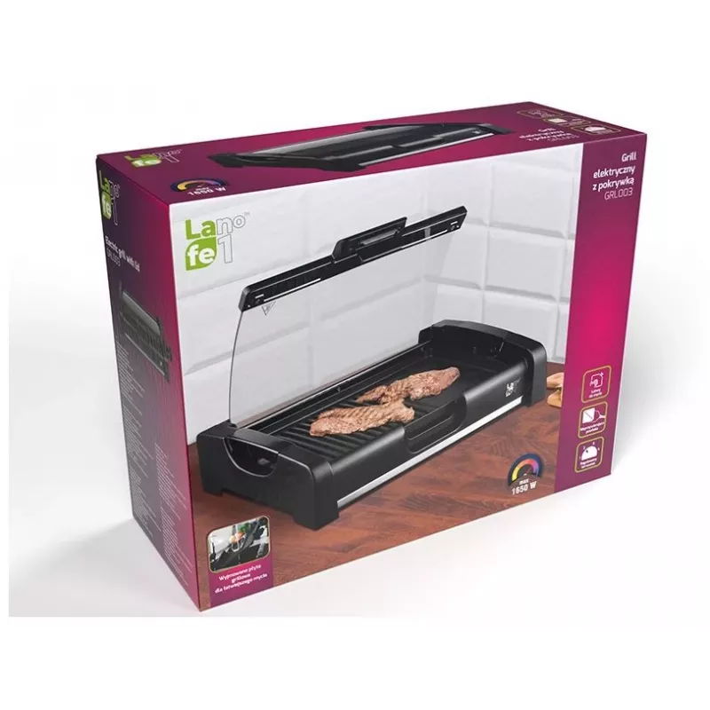 Lafe GRL-003 Elektrischer Kontaktgrill mit Deckel, 1650 W