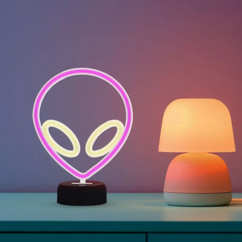 Tischleuchte MANTA SNL86PK Style Neon Lights UFO Pink – dekorative Neon-Lampe in Pink