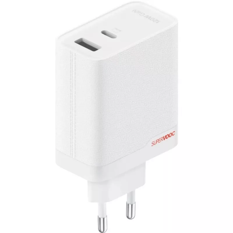 Netzteil ONEPLUS SUPERVOOC 120W Dual-Port-Kabel-Ladegerät, 120 W Gesamtleistung, 1x USB-C + 1x USB-A, 100–240 V, 145 g, weiß
