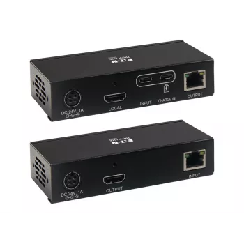 Eaton Tripp Lite Series USB-C auf HDMI über Cat6 Extender-Kit mit KVM-Unterstützung, 4K 60Hz, 4:4:4, Sender/Empfänger, USB, PoC, HDCP 2.2, bis zu 70 m, TAA - Erweiterung für Video