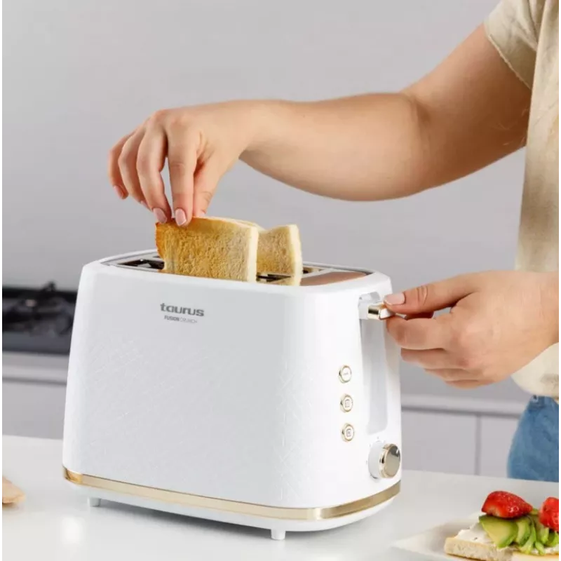Toaster Taurus TO800P 2-Scheiben 800 W Weiß mit Tasten- und Drehreglersteuerung