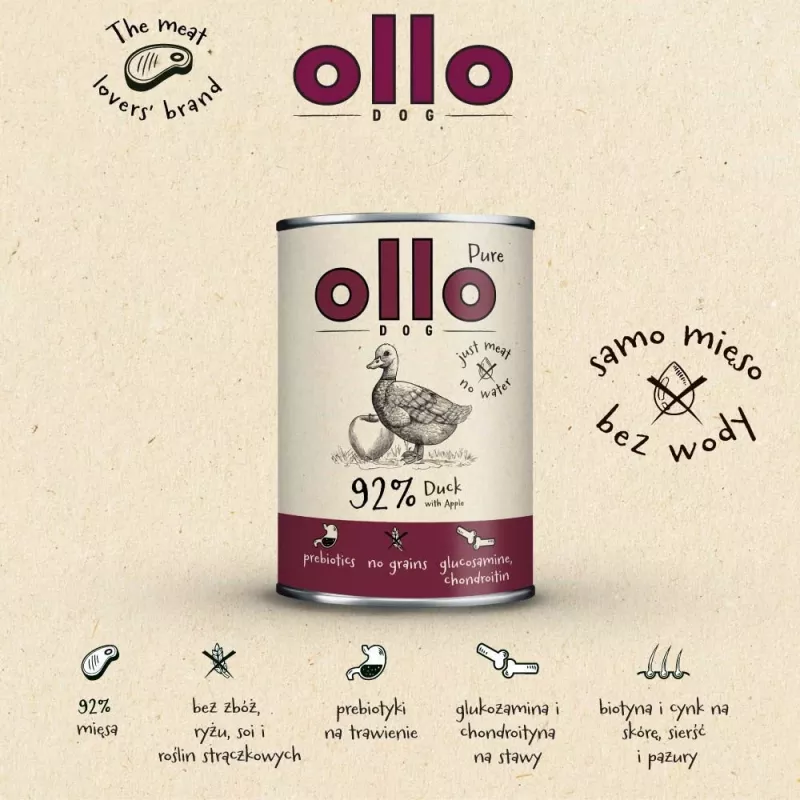 OLLO Pure Duck with apple - Nassfutter für Hunde - 400g
