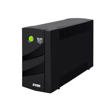 EVER DUO 350 AVR T/DAVRTO-000K35/00 Line-Interactive Tower-USV, 350 VA / 245 W, 1x IEC C13 + 2x Schuko, 12 V 5 Ah Akku, schwarz