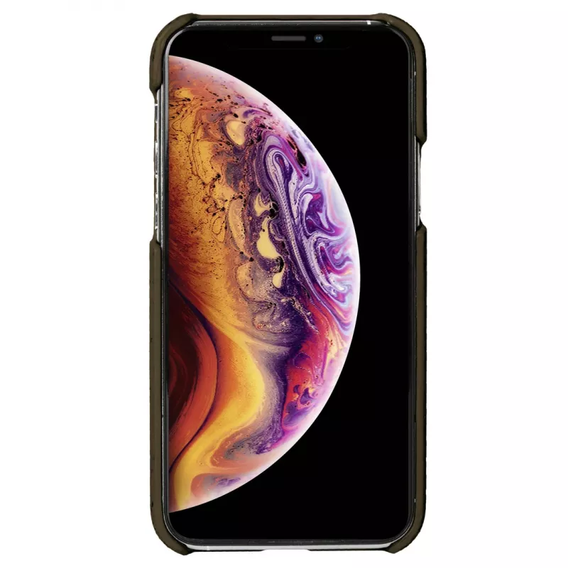 Handyhülle Krusell Birka für Apple iPhone 11 Pro Max, dunkelbraune Hülle im Lederstil