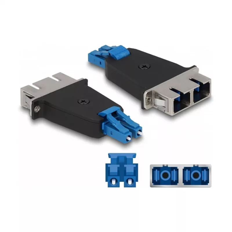 DeLOCK Glasfaser-Hybridkoppler LC-Duplex-Stecker auf SC-Duplex-Kupplung blau