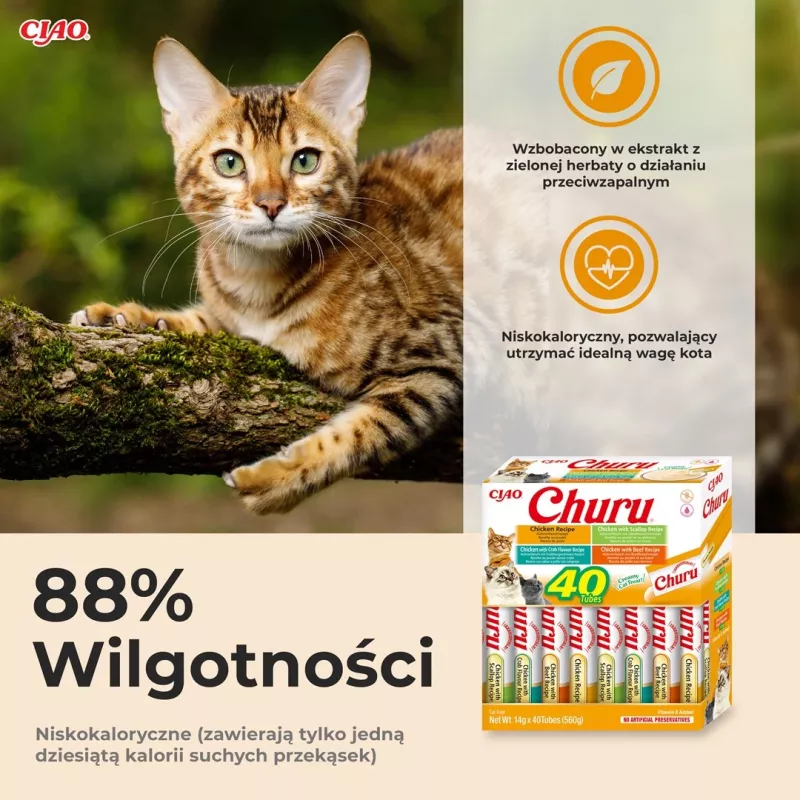 Katzenleckerli INABA Churu Variety Box — Hühnerpasten-Leckerli, 40 × 14 g, getreidefrei, gluten- und sojafrei
