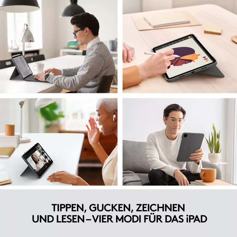Case mit Tastatur Combo Touch US iPad Pro 11 1,2,3 Gen grau