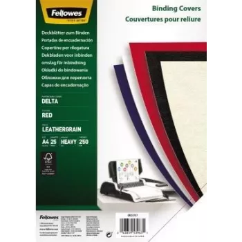 Fellowes - A4 (210 x 297 mm) - Rot - 250 g/m² - 25 Stk. Bindestreifen-Deckblatt aus Karton (5373702)